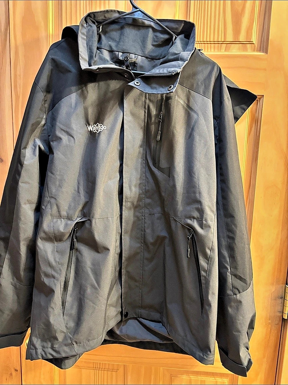 Wantdo Men's Waterproof Rain Jacket Black L